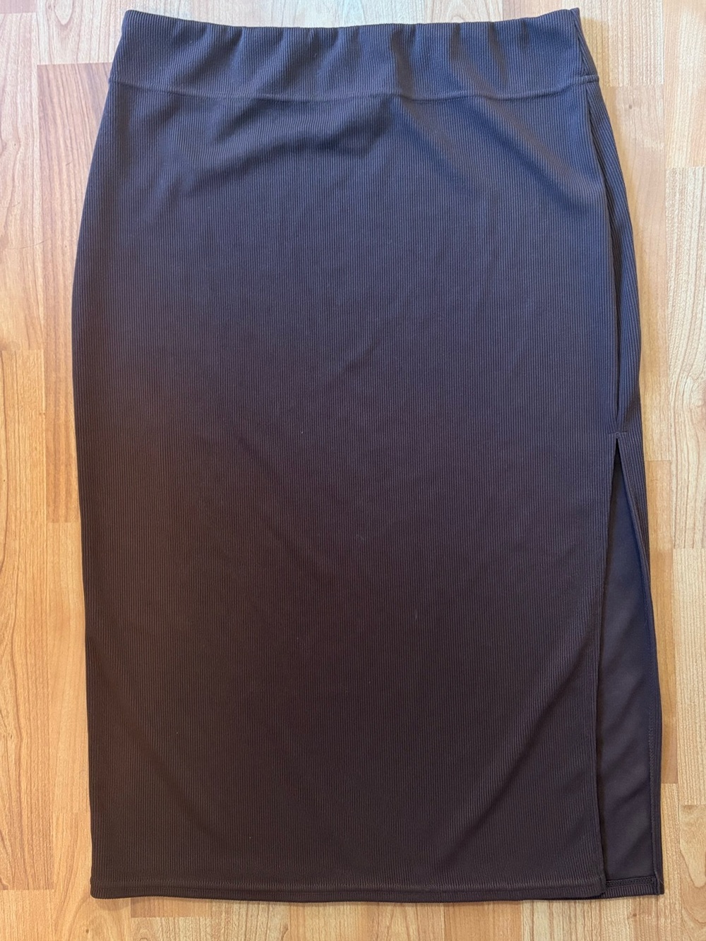Halara Brown Ribbed High Wasted Bodycon Midi Casual Skirt Large